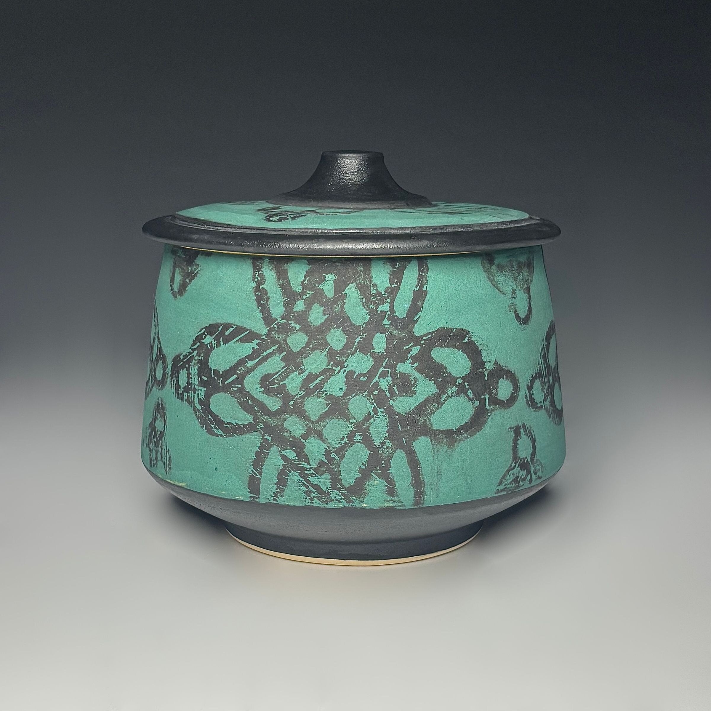 Celtic Knot Green Lidded Jar