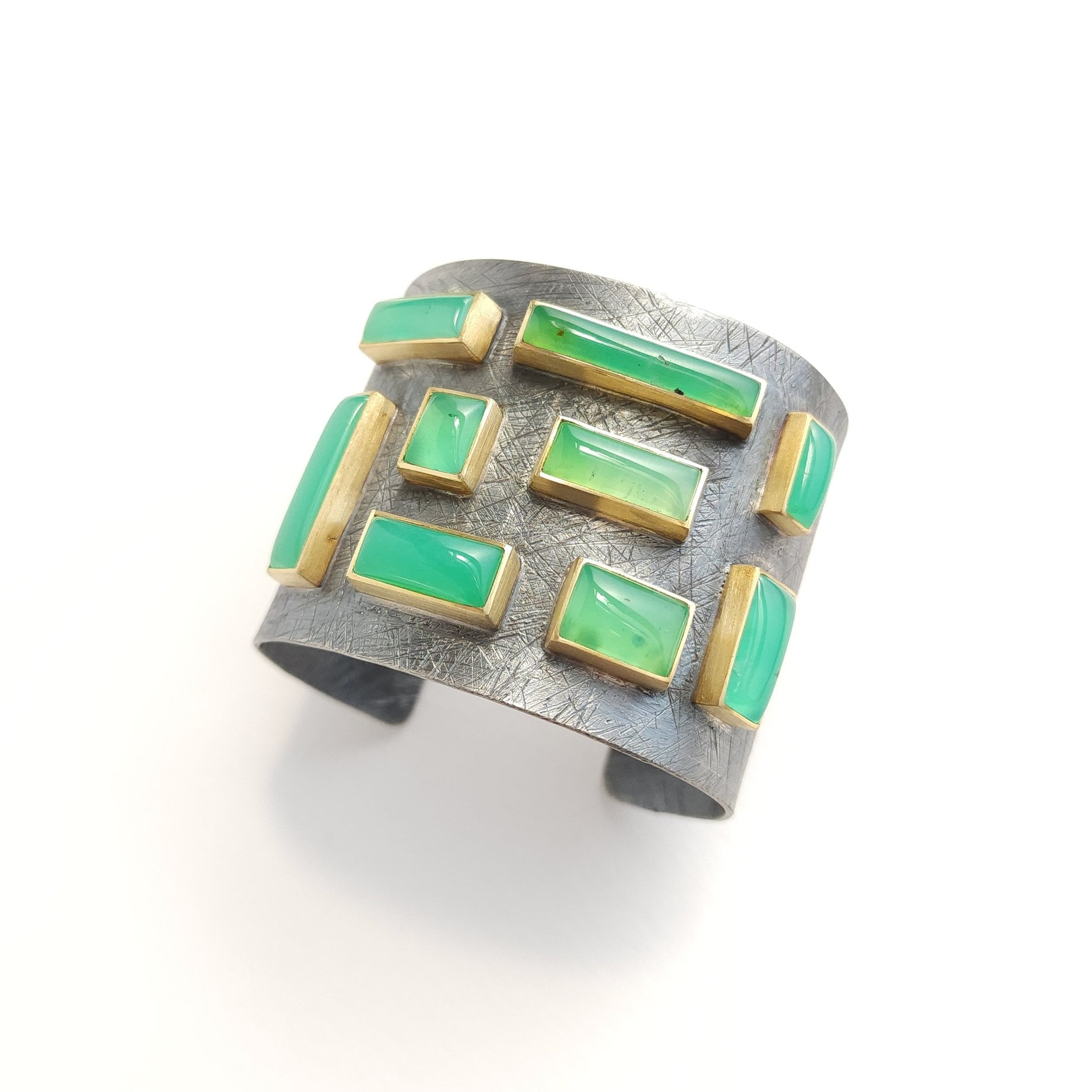 Carved Chrysoprase Cuff Bracelet II