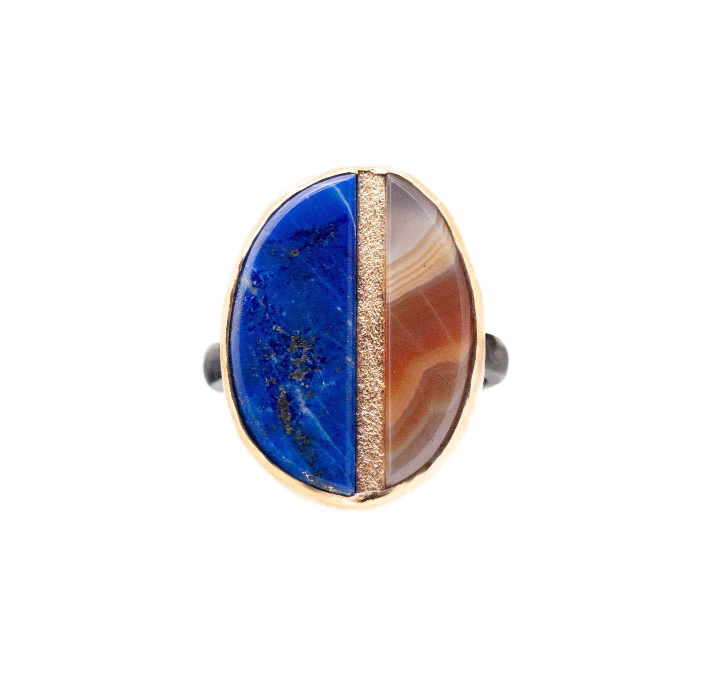 Lapis & Malawi Agate Inlay Ring