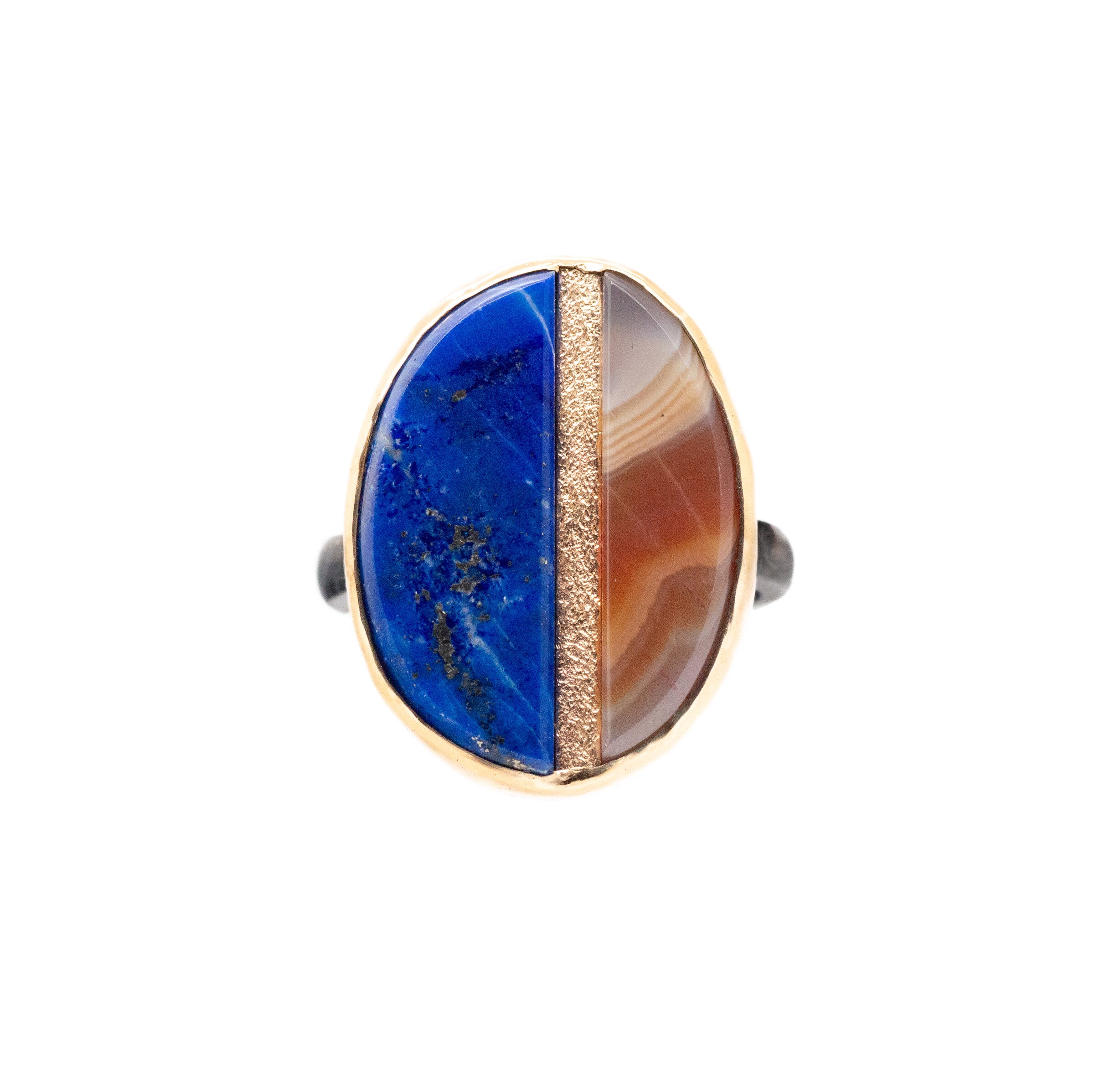 Lapis & Malawi Agate Inlay Ring