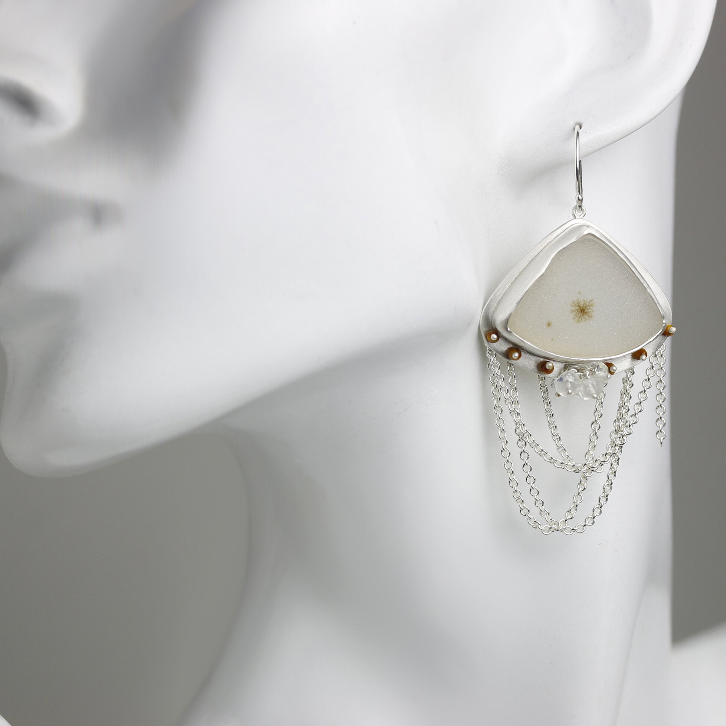 Dendritic Druzy Dangle Earrings