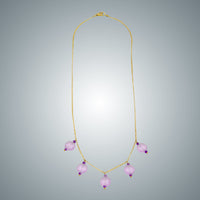 Pink Amethyst Coins and Gold-fill Chain Necklace