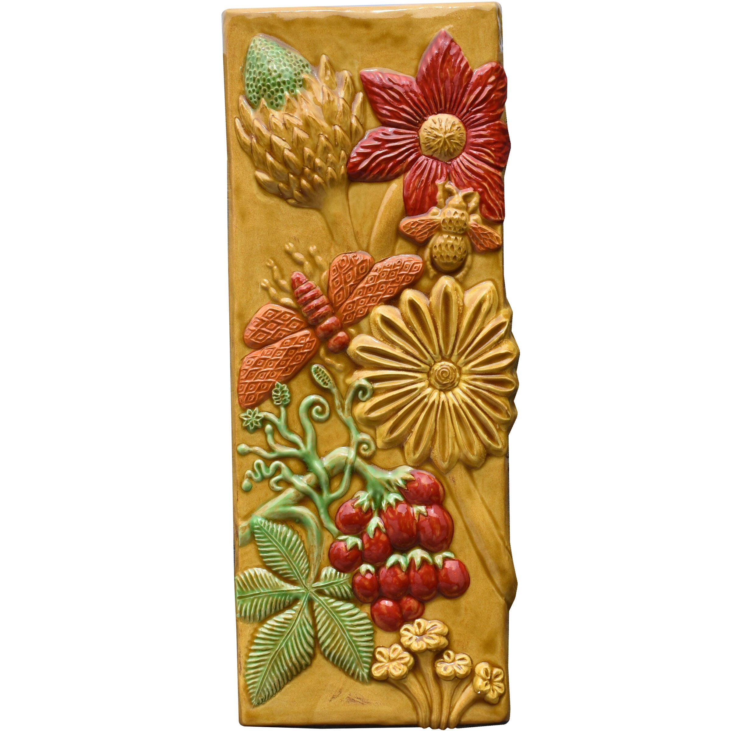 Botanical Tile in Amber, Yellow, Red, and Green