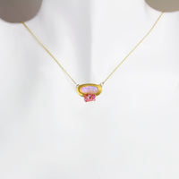 Rose and Lavender Pipe Crystal Opal Pendant with Pink Sapphire Cluster