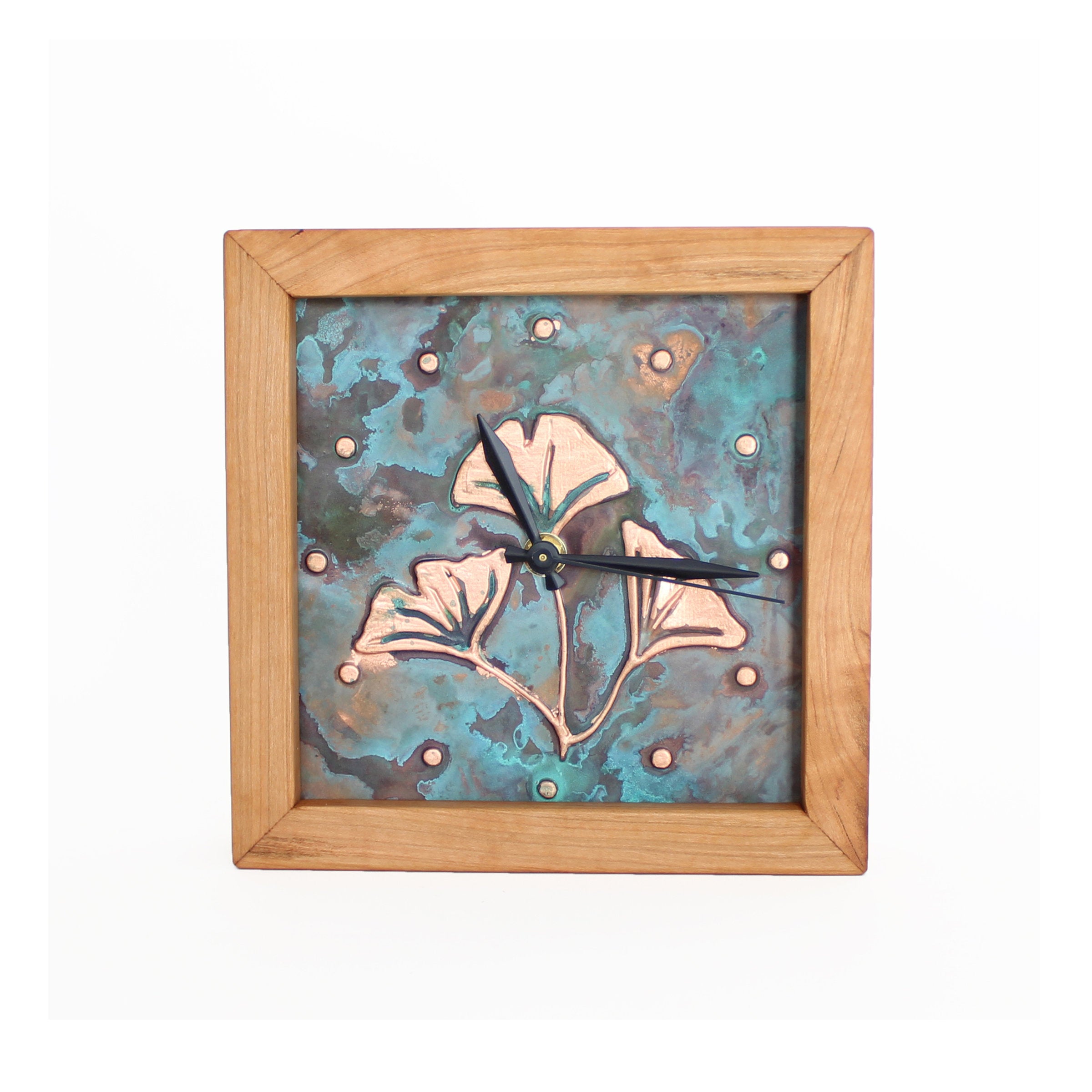 Patina Ginkgo Box Clock