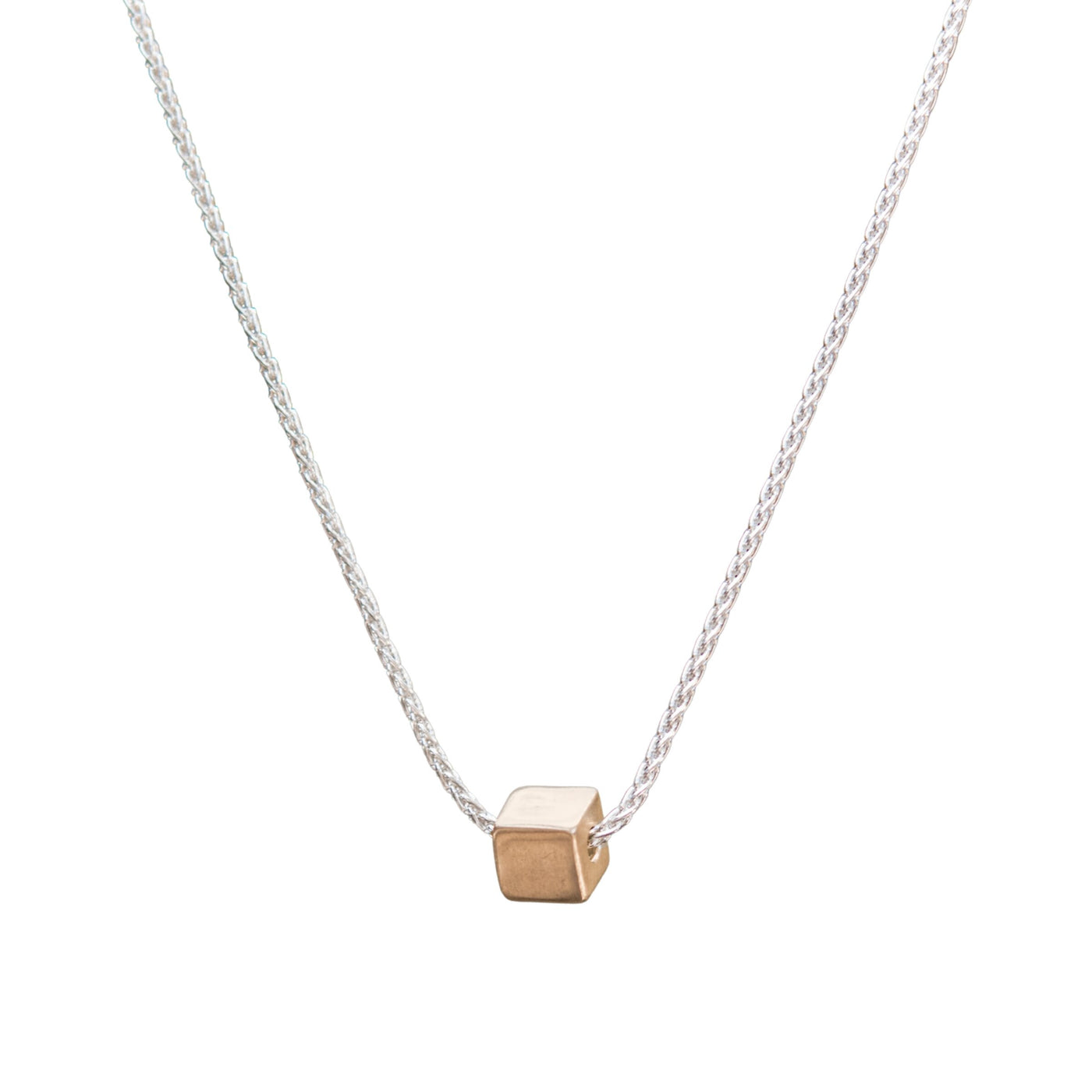 Mixed Metal Cube Necklace