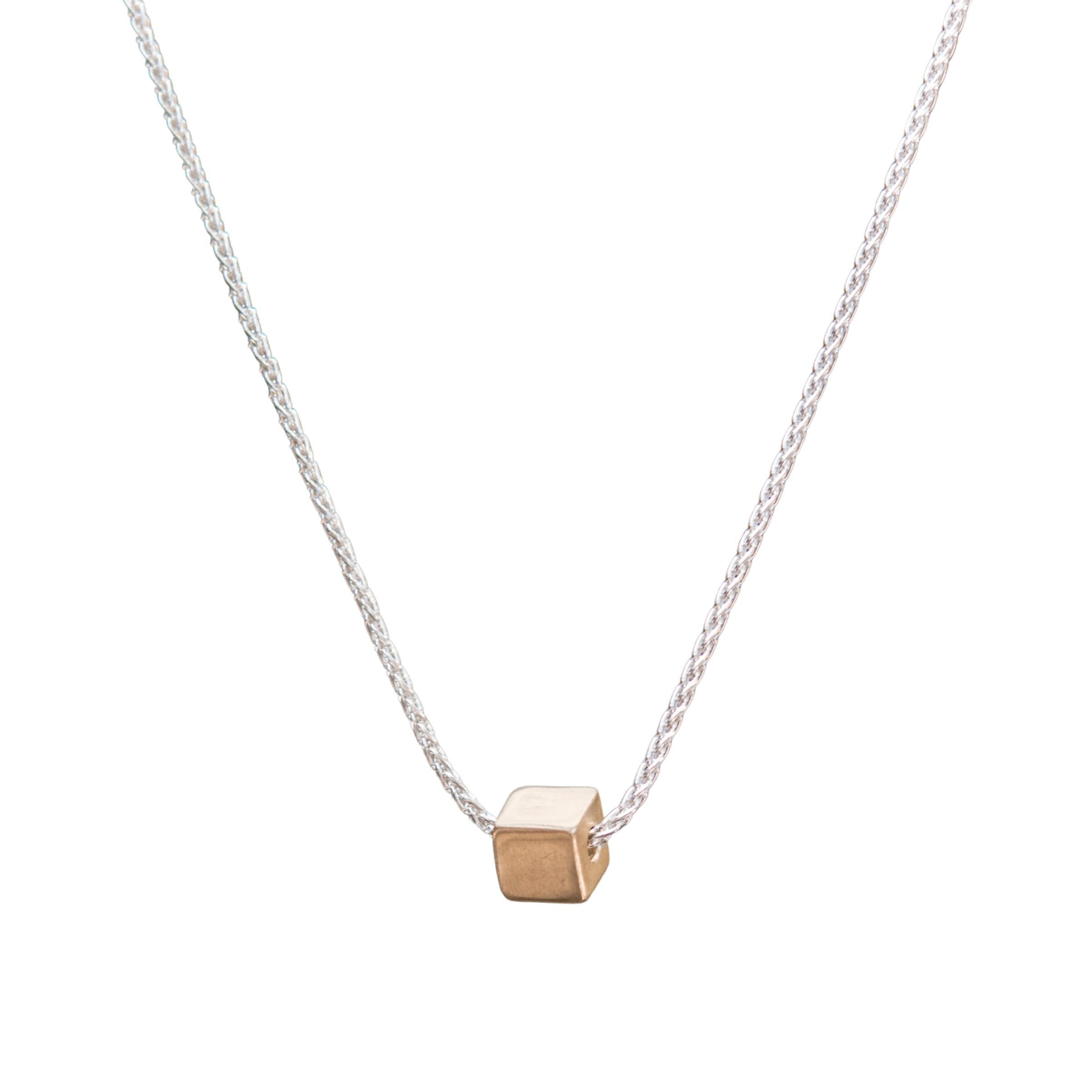 Mixed Metal Cube Necklace