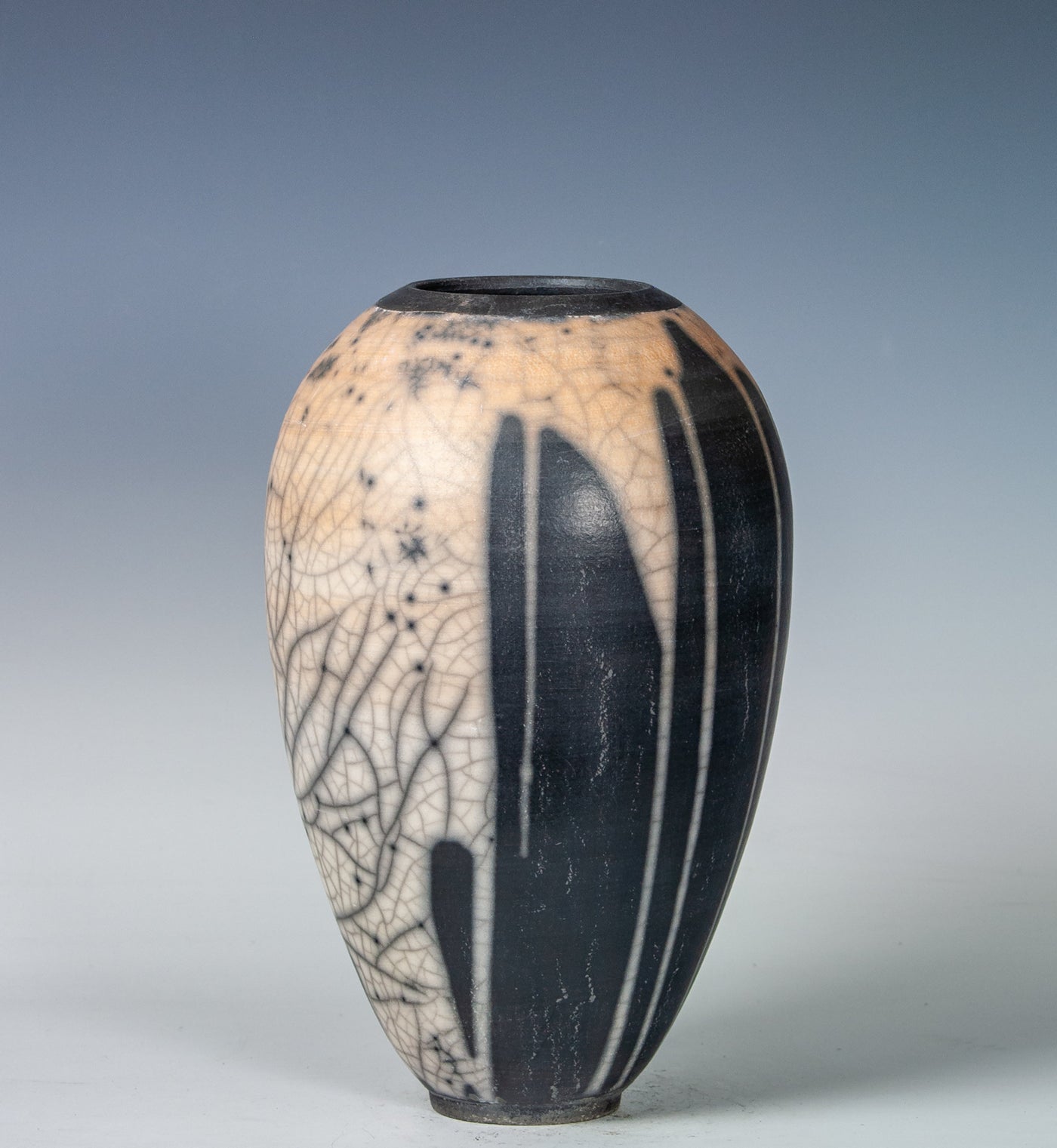 Raku Vase in Orange and Black