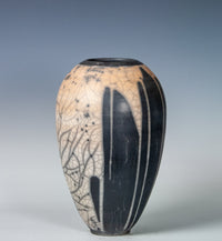 Raku Vase in Orange and Black