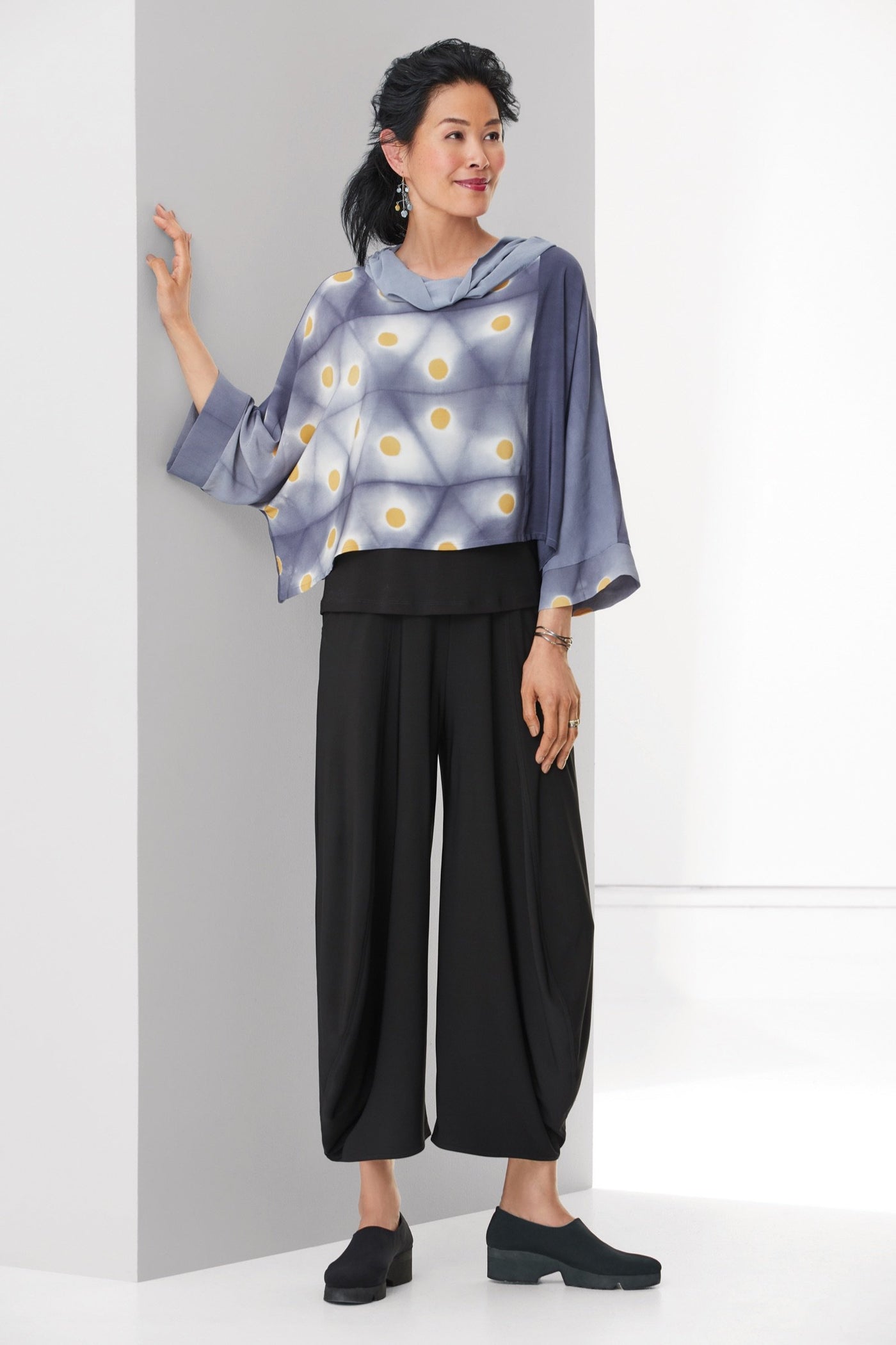 shown with the stacey ankle pant by comfy usa and wanderlust shoe by thierry rabotin