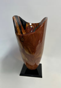 Purple Heart Juniper Vase with Dichroic Glass