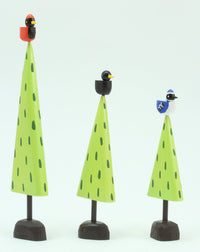 Light Green, Set of Three with Birds