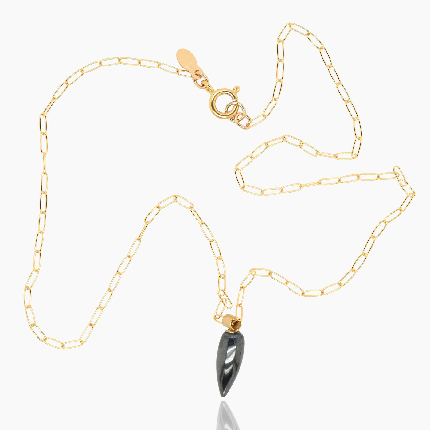 Hematite Drop Gold Necklace