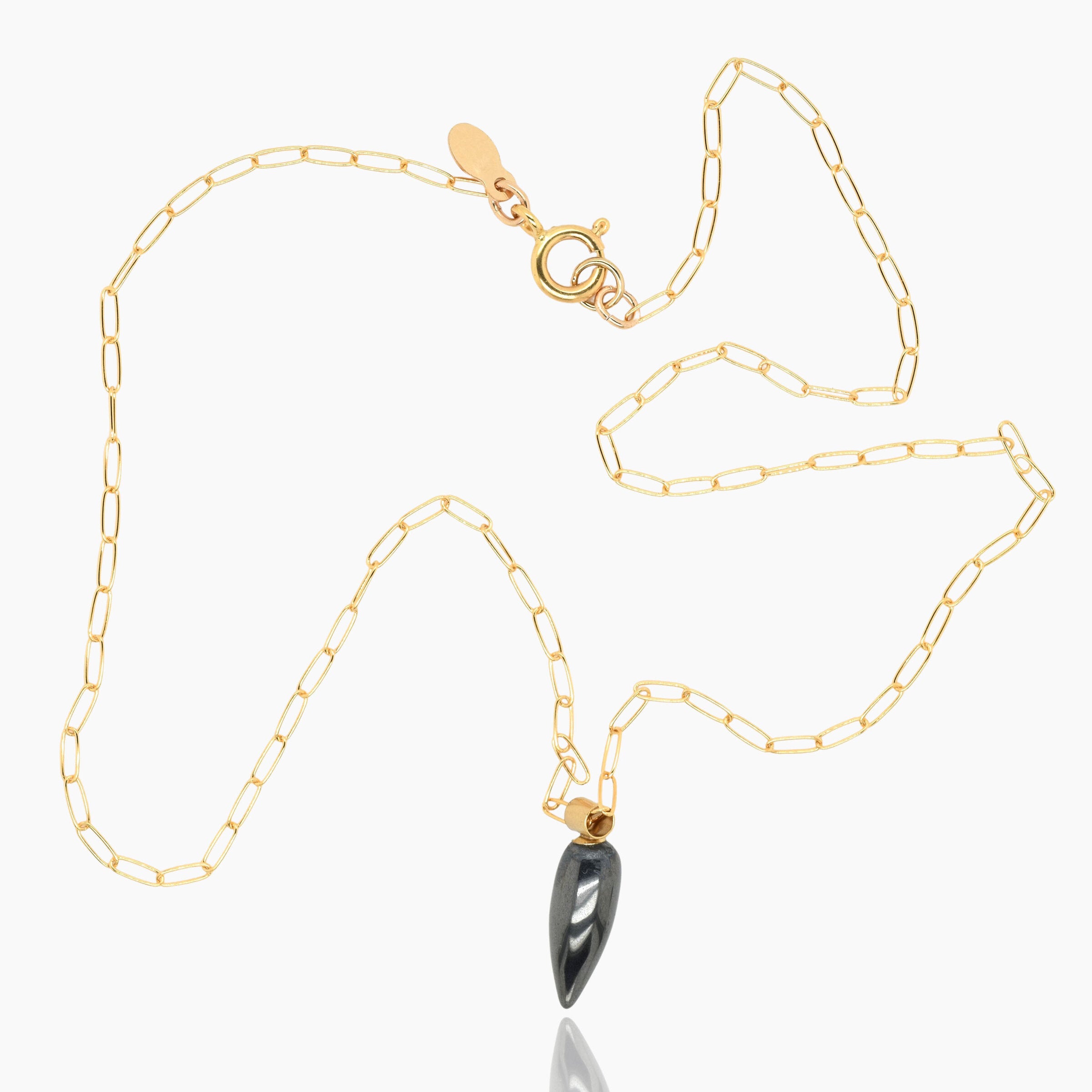 Hematite Drop Gold Necklace