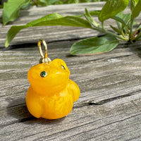 Carved Amber Frog Pendant