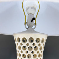 Pierced White Curvy Table Lamp