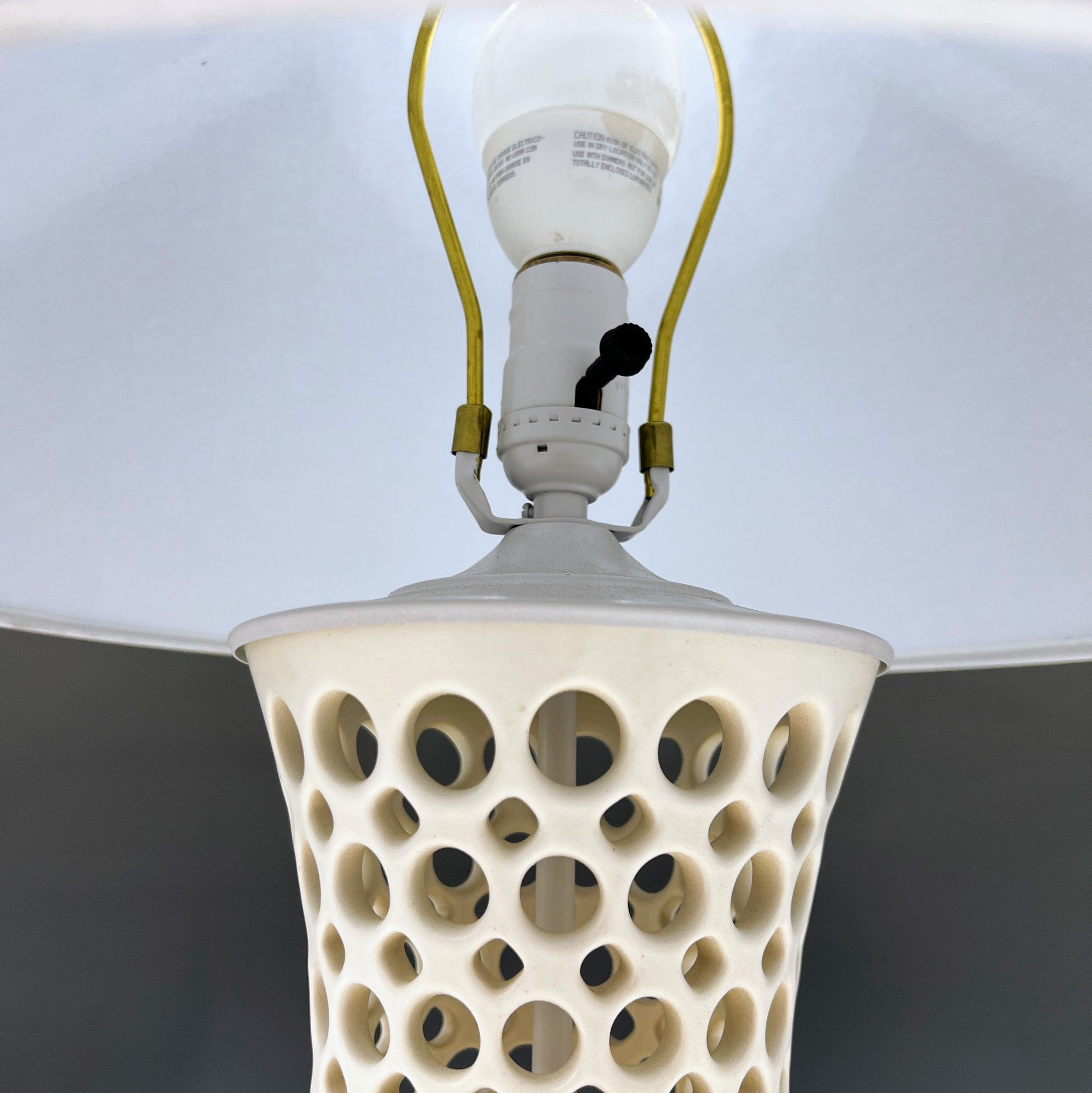 Pierced White Curvy Table Lamp