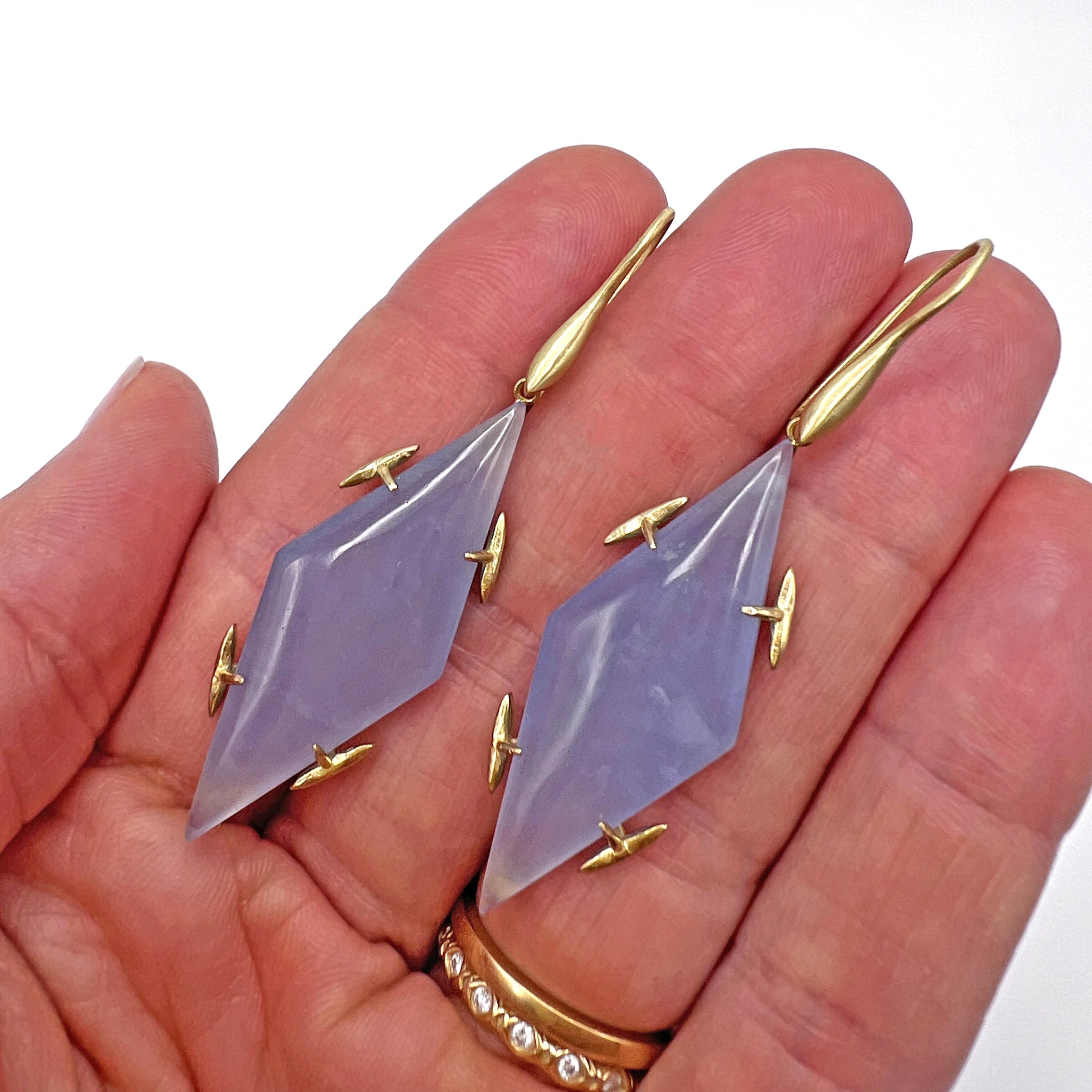 Chalcedony Kite Drop Earrings