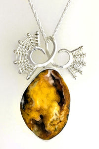 Citrine Drusy Scroll Pendant