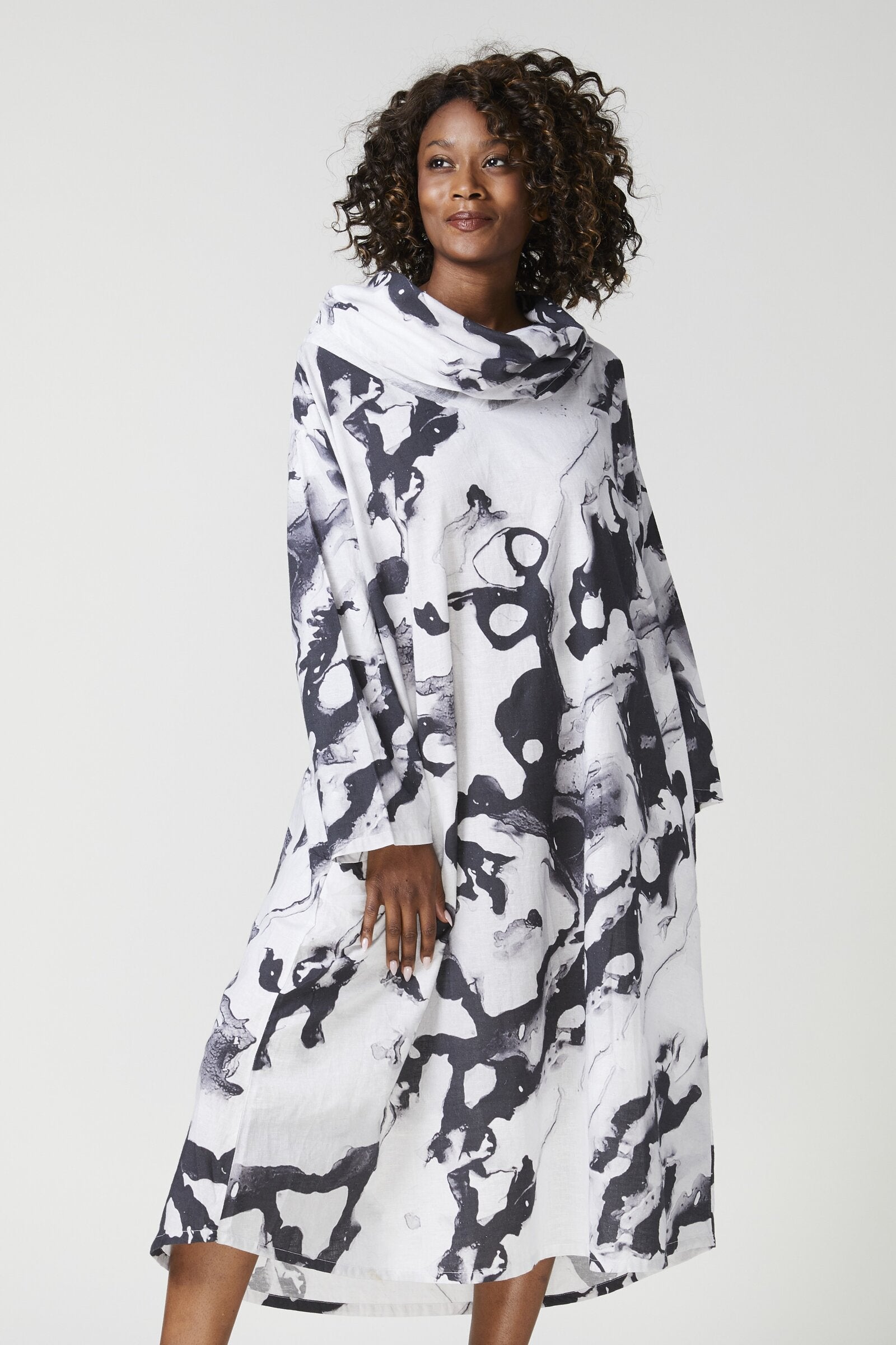 Long Sleeve Cowl Neck Dress