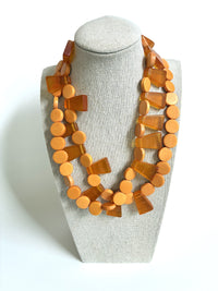Orange Wood & Resin Necklace