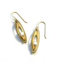 Gold Floating Pearl Earrings