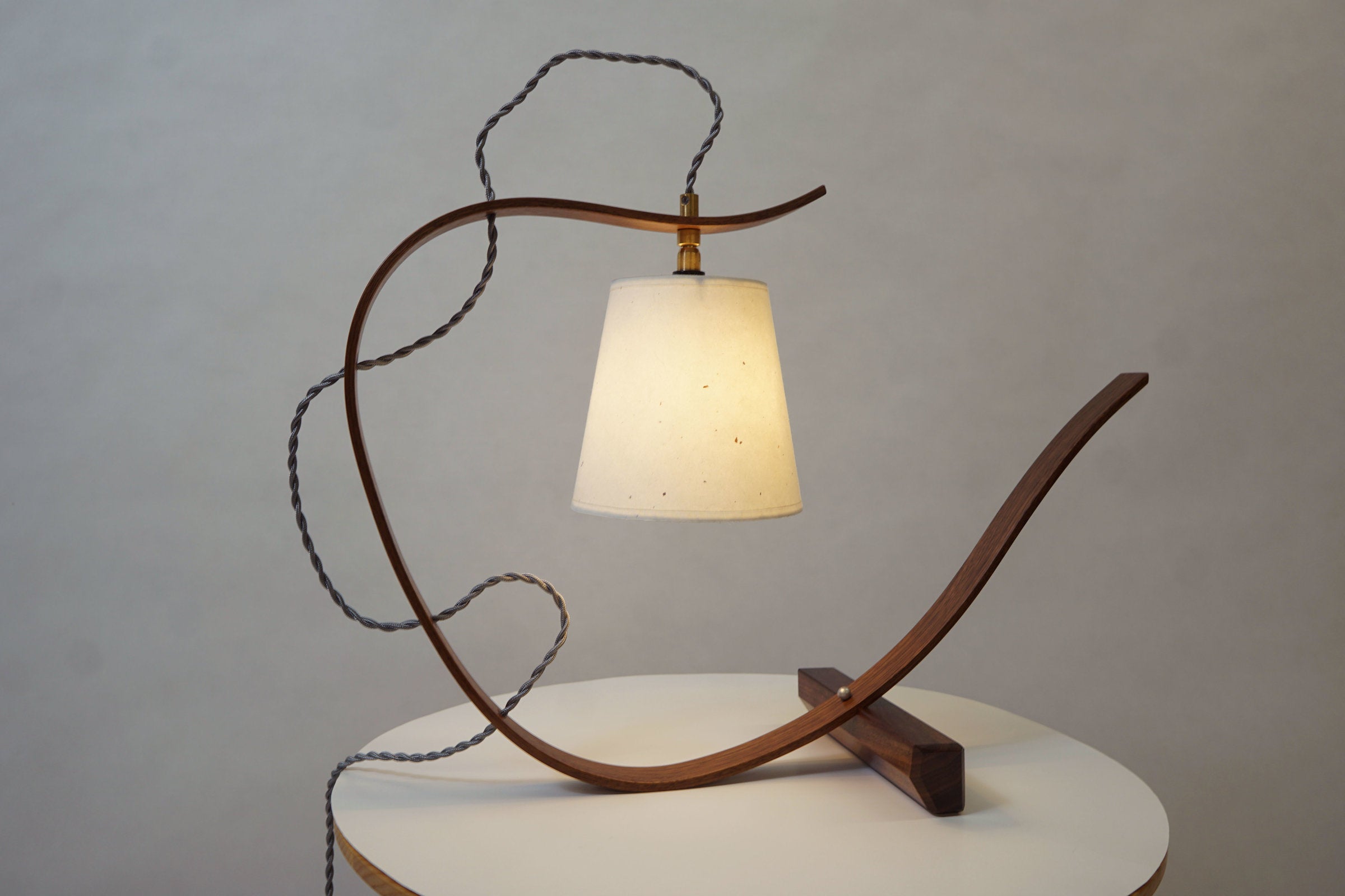 Bent Table Lamp in Walnut