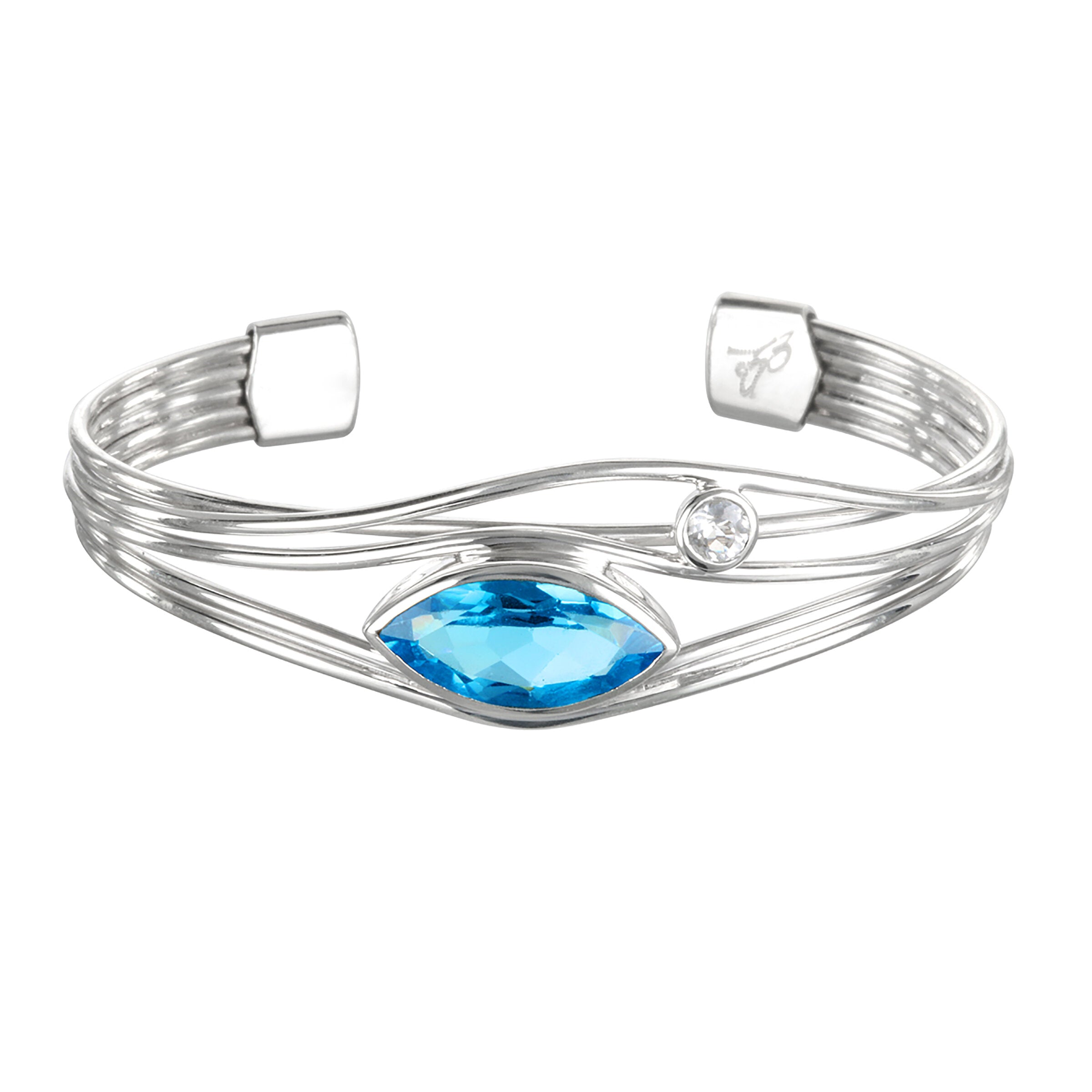 Silver & Blue Topaz Edge Bracelet