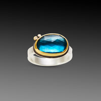 London Blue Topaz Ring with Diamonds