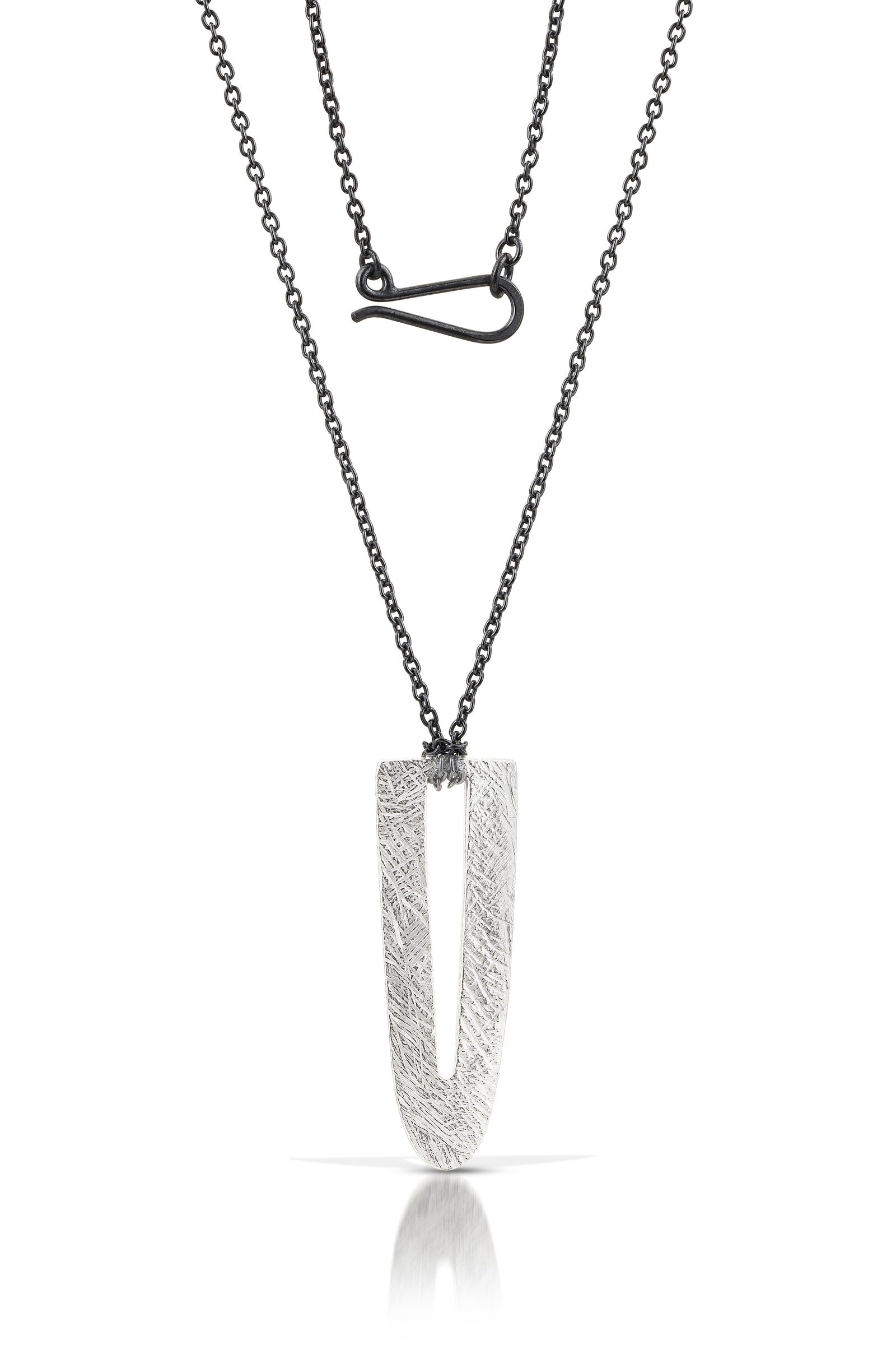 Long Carved Arch Slot Pendant Necklace