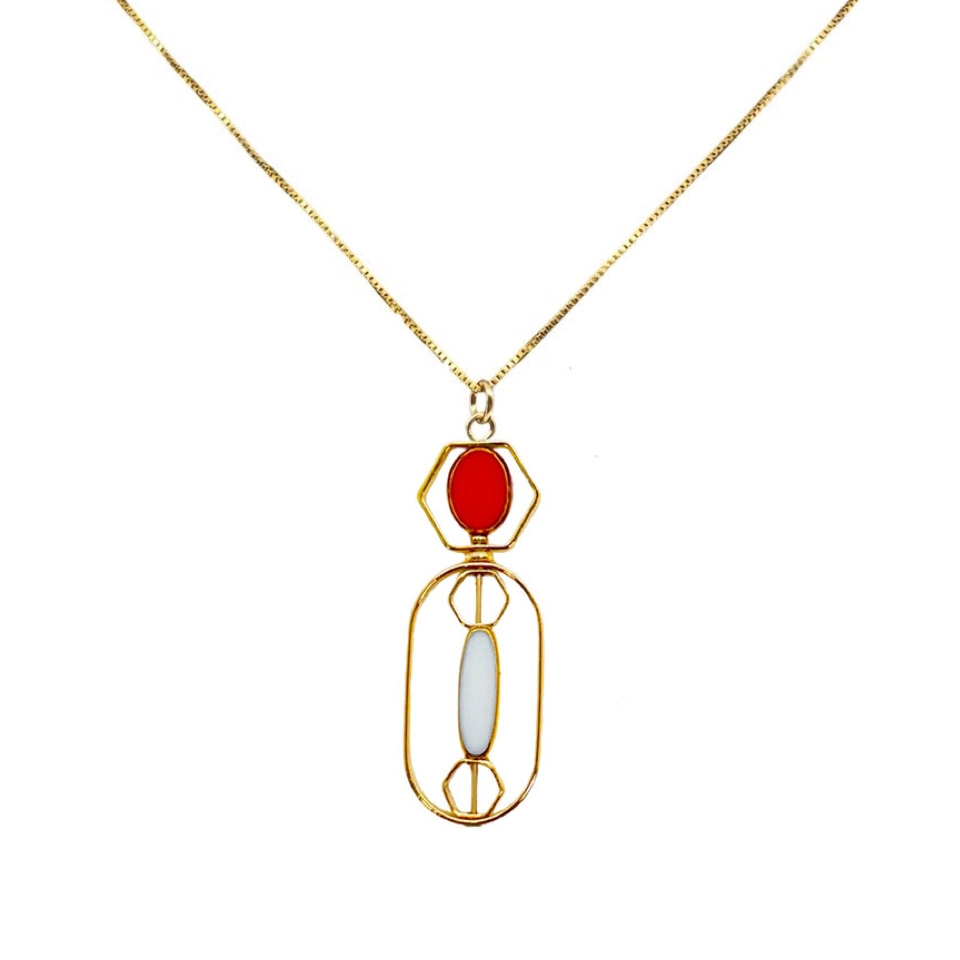 Red & White Art Deco Pendant