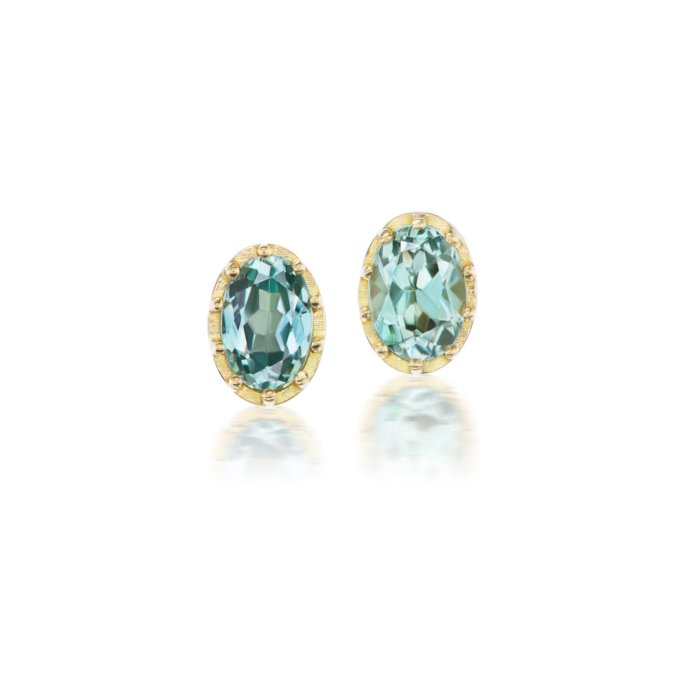 Tiny Oval Pronged Bezel Earrings
