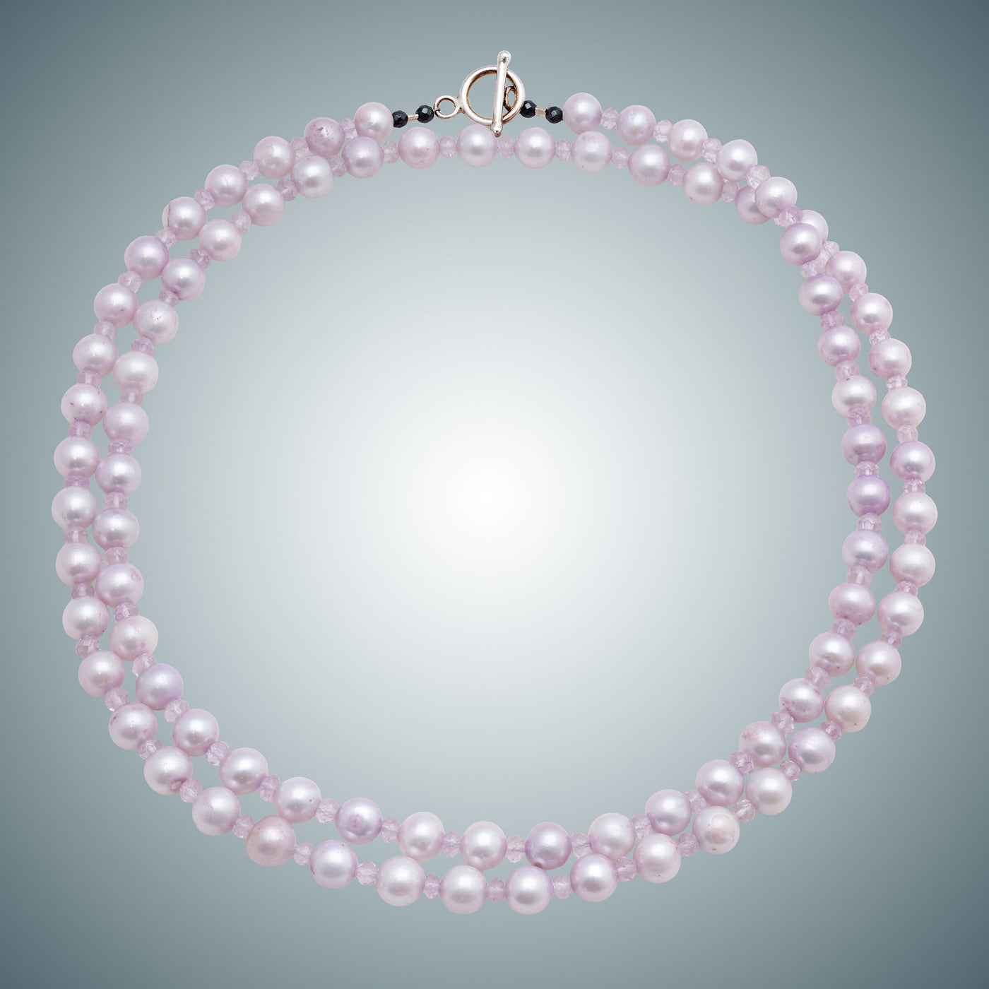 Pink Amethyst & Pale Lavendar Pearl Necklace
