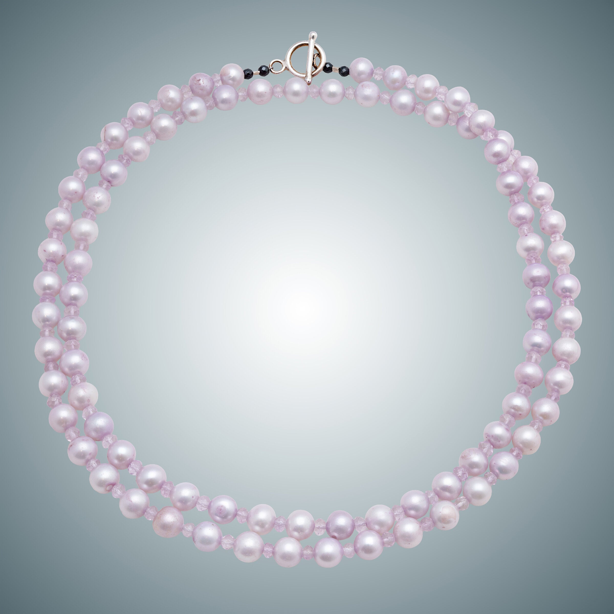 Pink Amethyst & Pale Lavendar Pearl Necklace