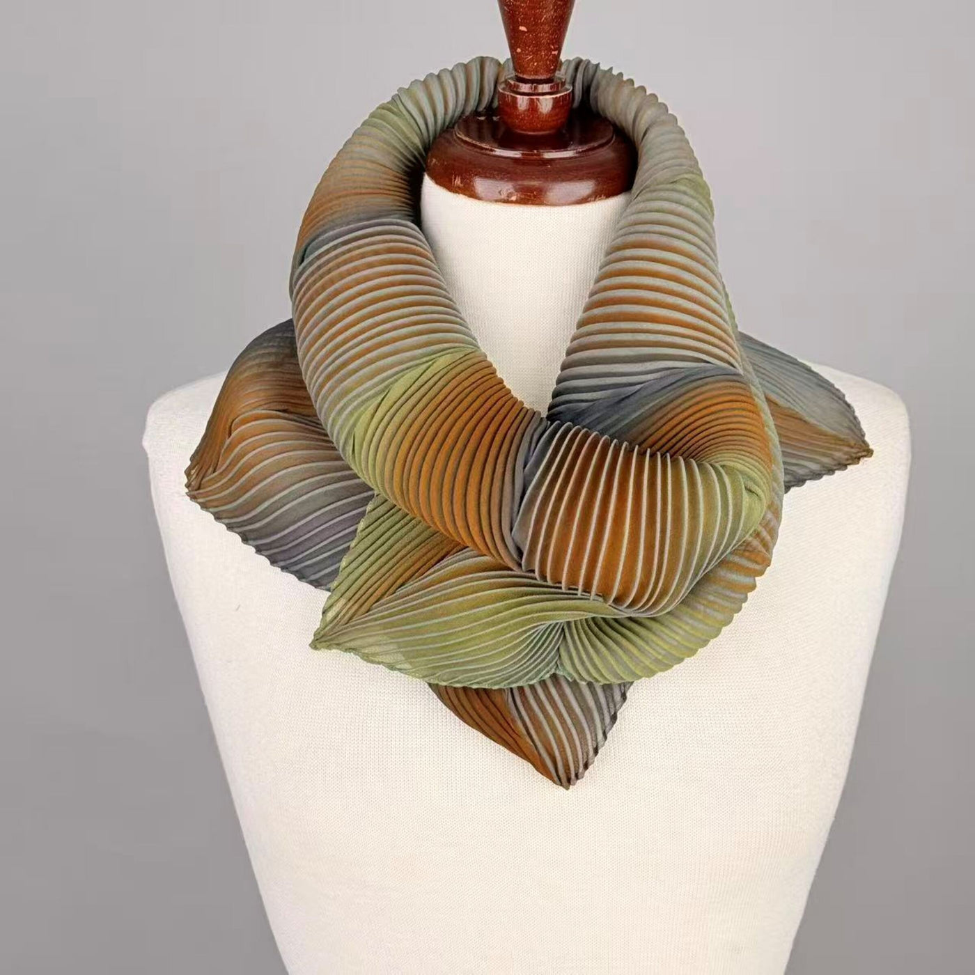 Pleated Silk Loop Scarf