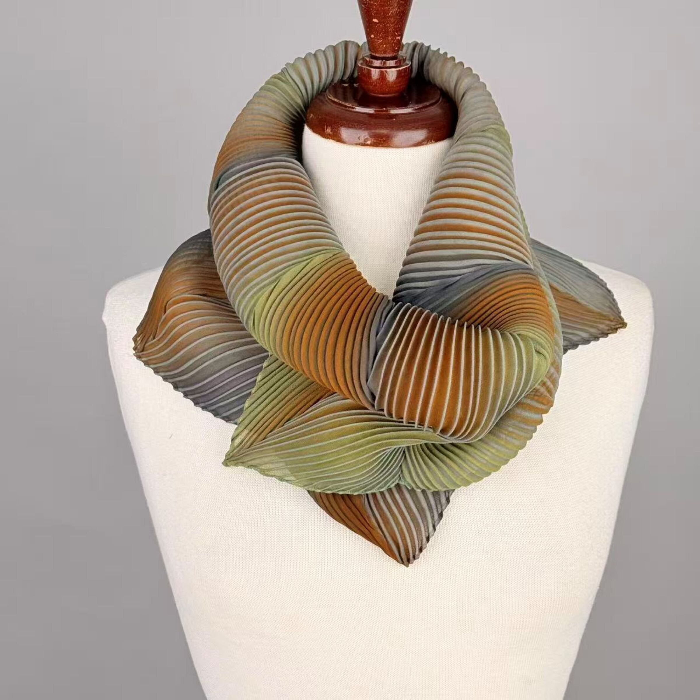 Pleated Silk Loop Scarf