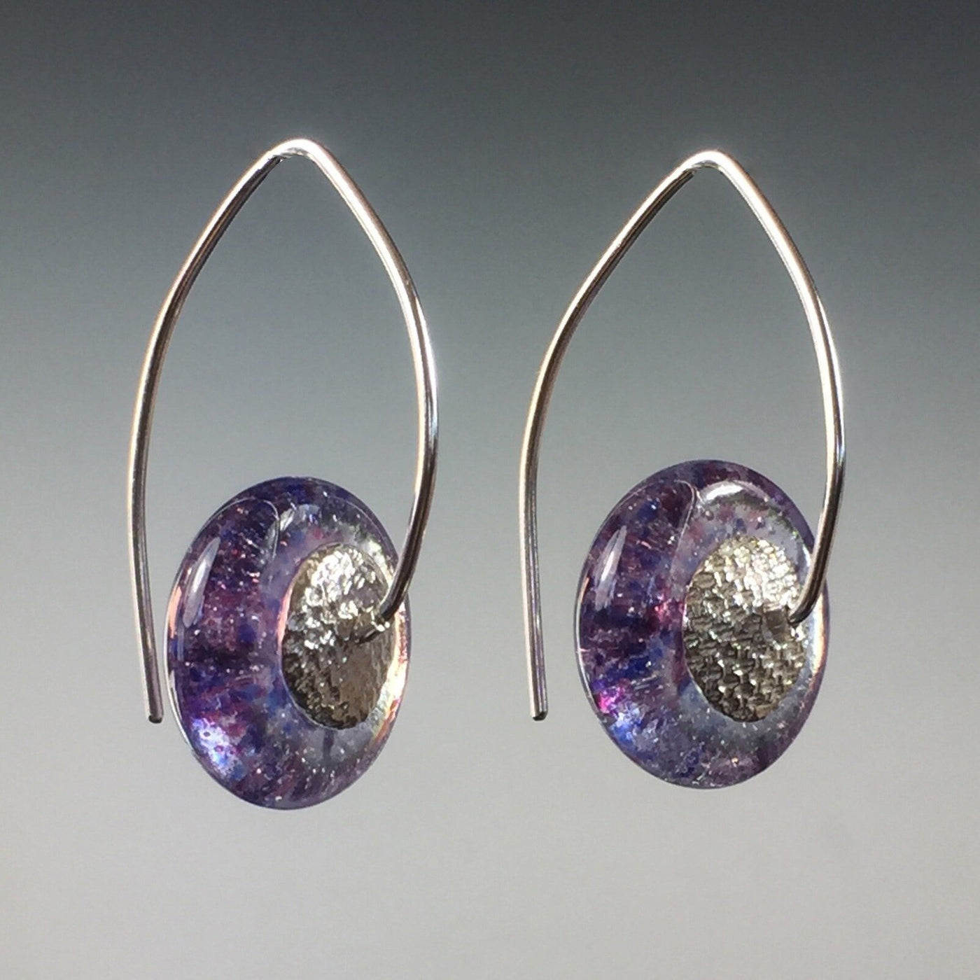 Purple Drop Disk Earrings