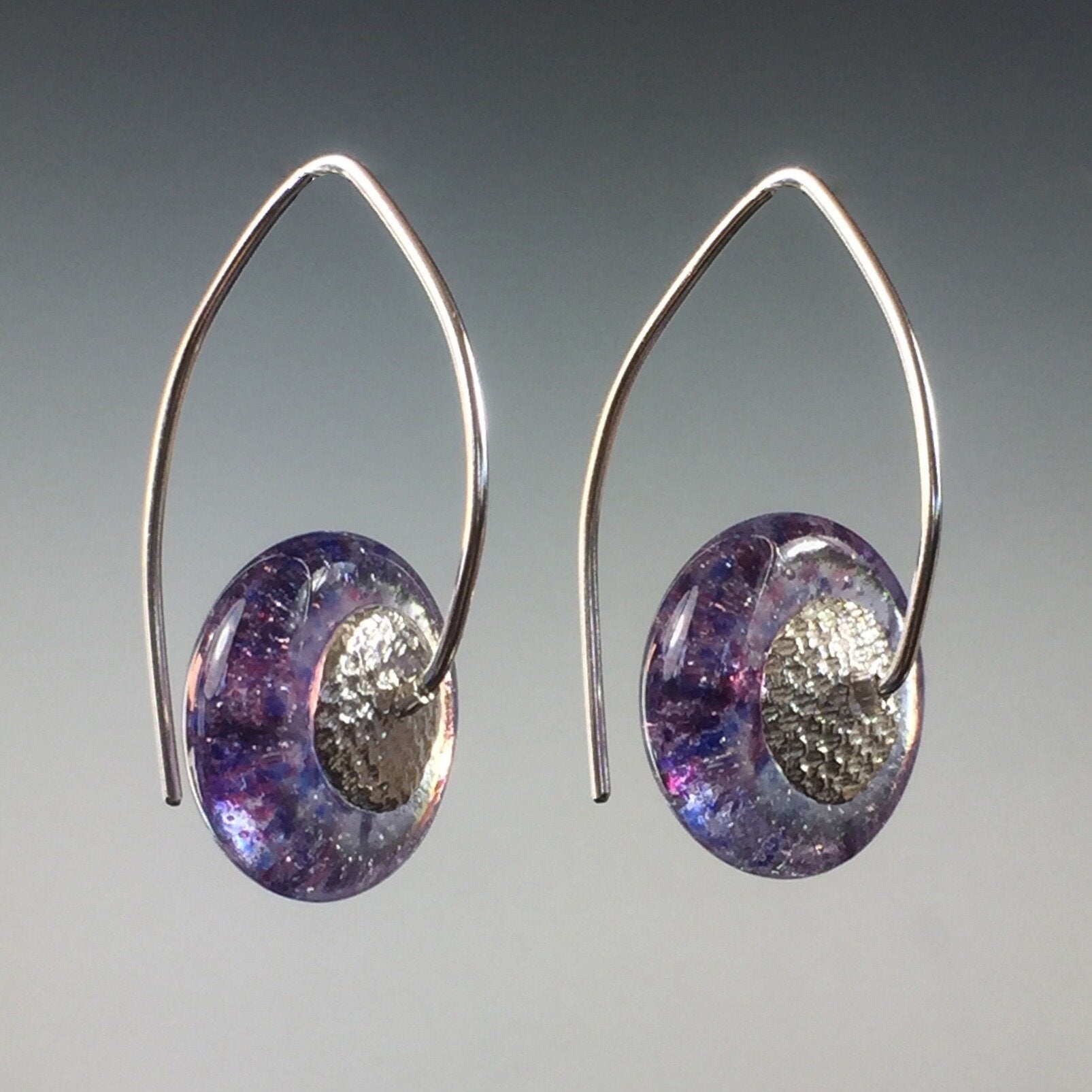 Purple Drop Disk Earrings