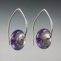 Purple Drop Disk Earrings