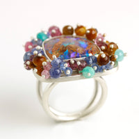 Pipe Boulder Opal & Gemstone Fringe Ring