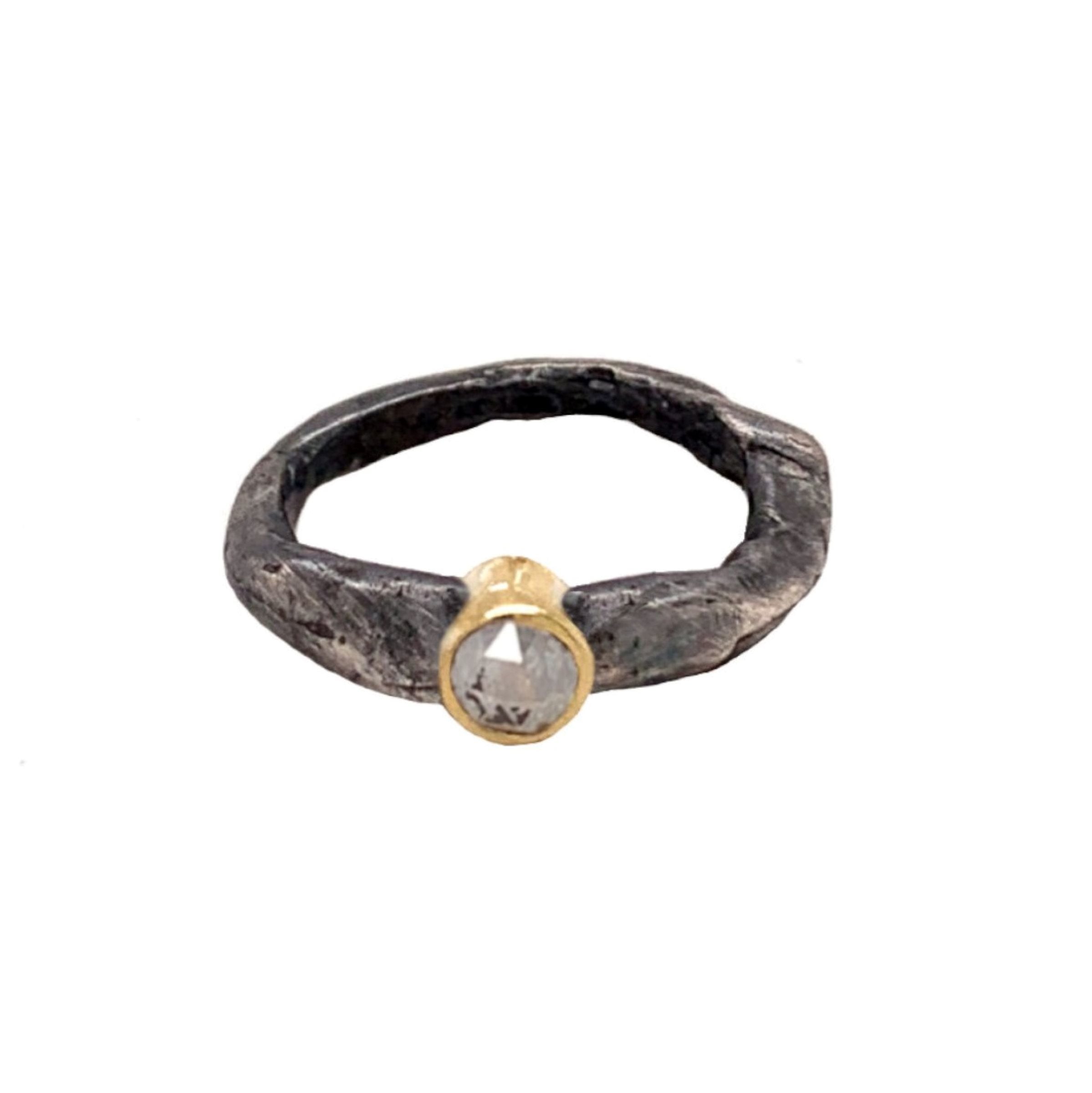 Devotion Ring in Oxidized Silver with Salt and Pepper Diamond