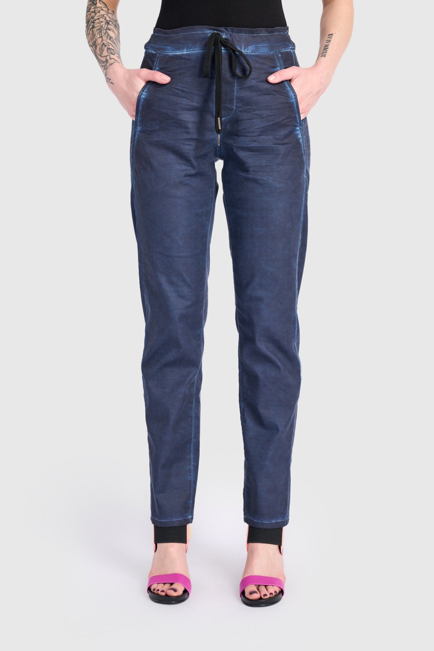 Washed Navy Ventura Drawstring Pant