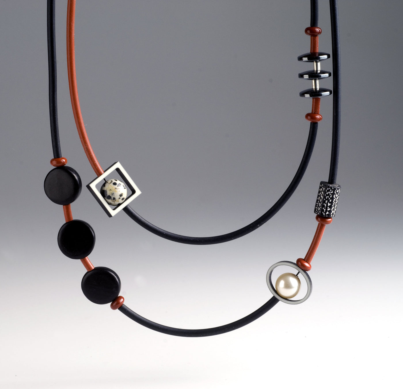 Red Double Wrap Mixed Media Necklace