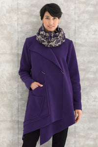 shown with the large flower petal print scarf in black by yuh okano