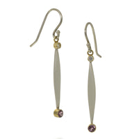 Garnet & Diamond Needle Earrings