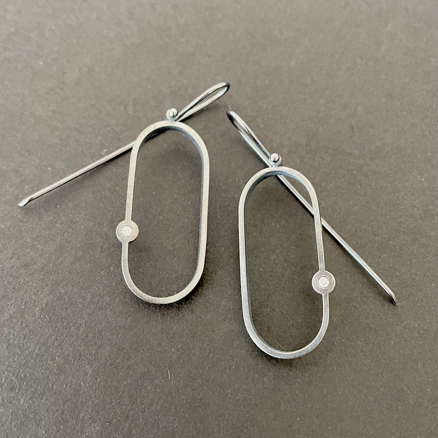 Open Oval Diamond Earrings