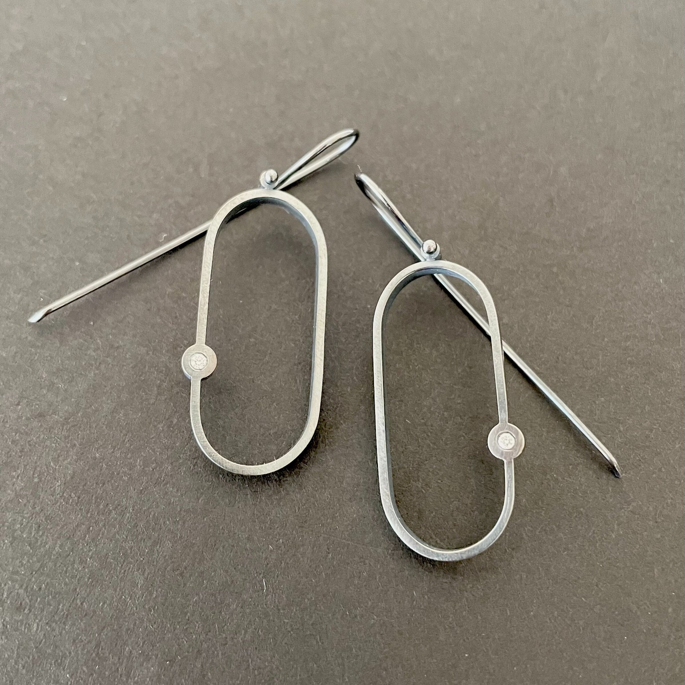 Open Oval Diamond Earrings