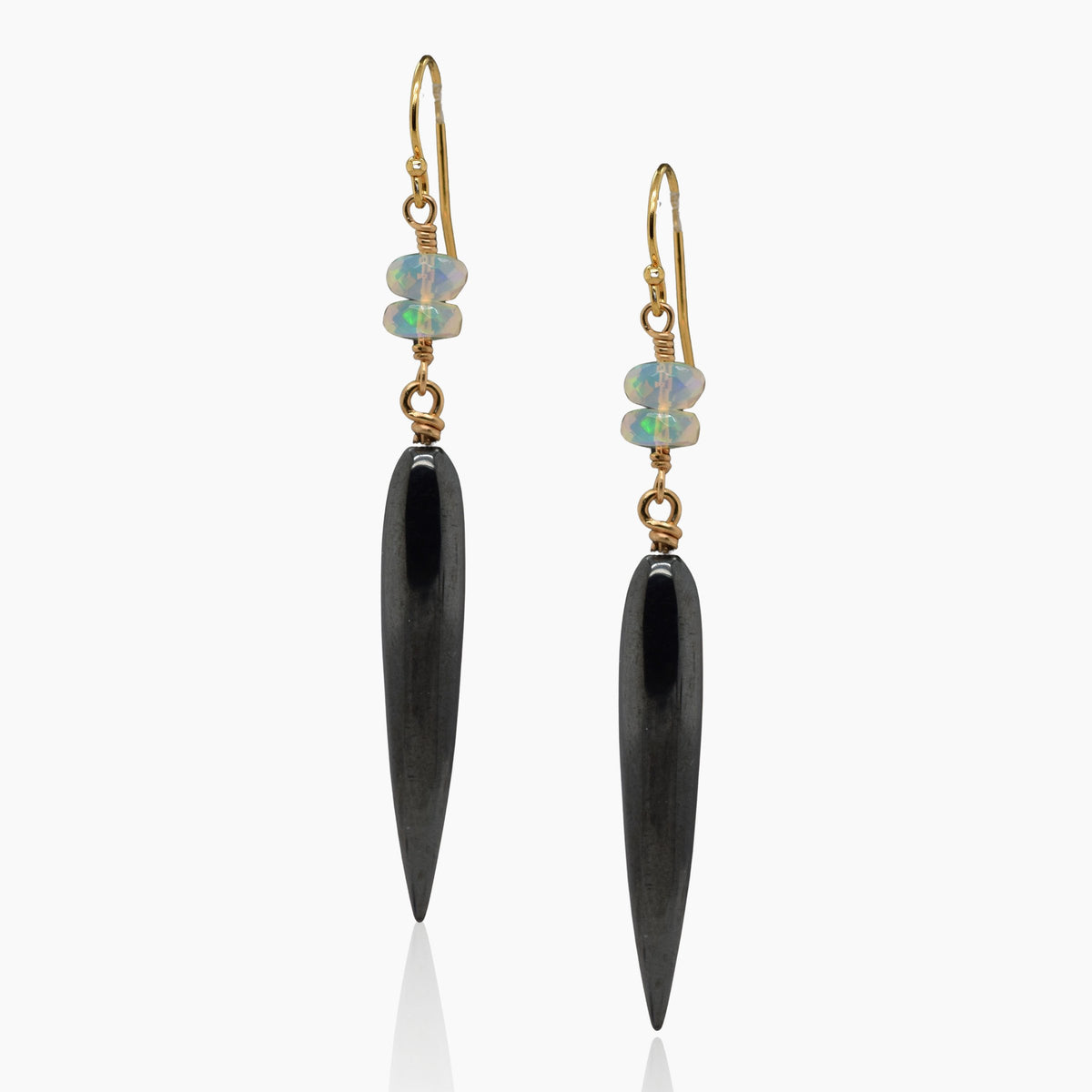 Hematite Opal Drop Earrings
