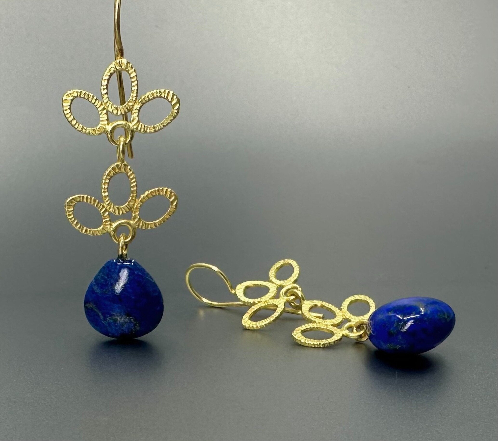 Long Lapis Drop Earrings
