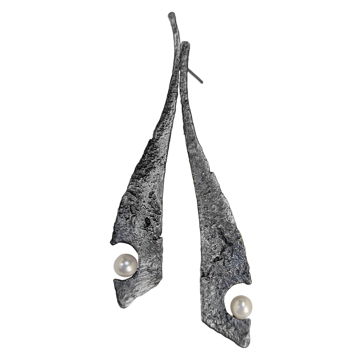 Oxidized Silver & White Pearl